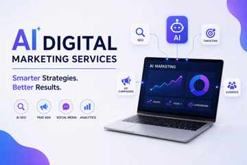 Digital Marketing Services in Vadodara,Ahmedabad, Surat & All of Gujarat — AmplifyKlicks AI-powered dashboard showing traffic, leads, conversions, SEO, paid ads, social media and analytics